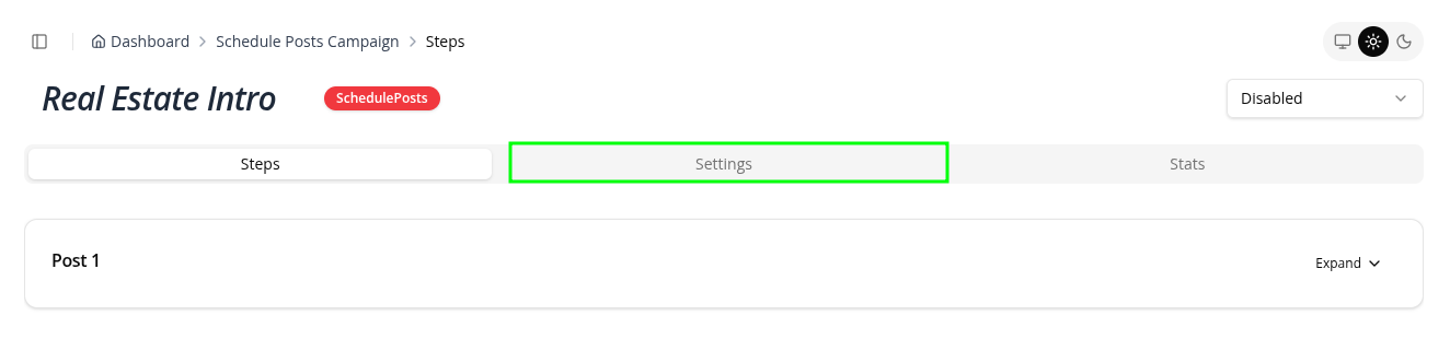 Go to Steps Tab