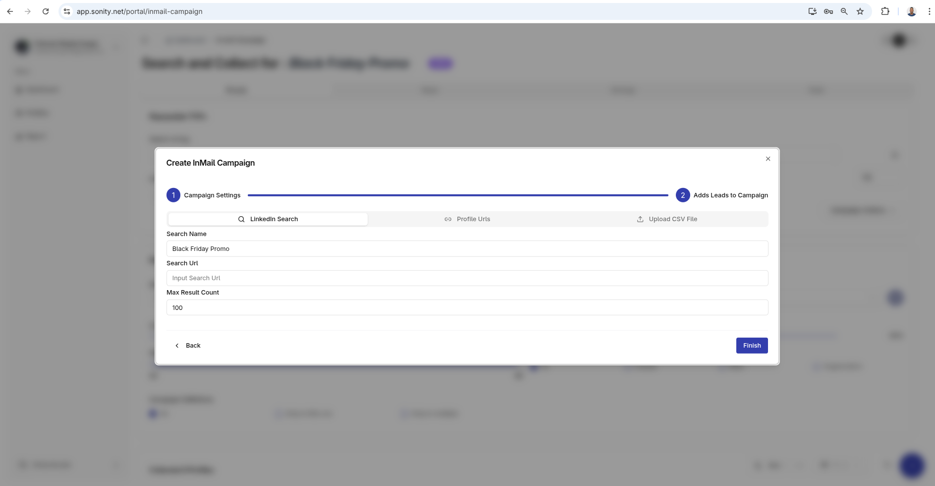 Add contacts by linkedin search