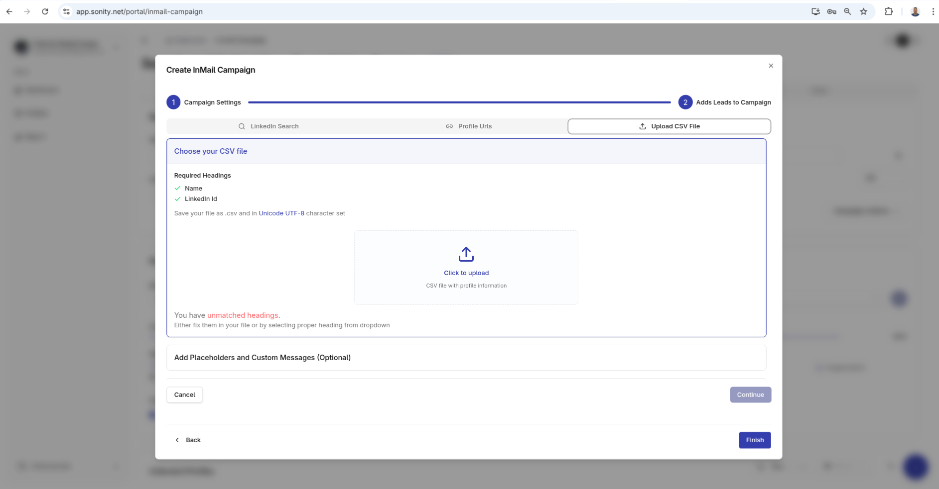 Upload contacts from CSV