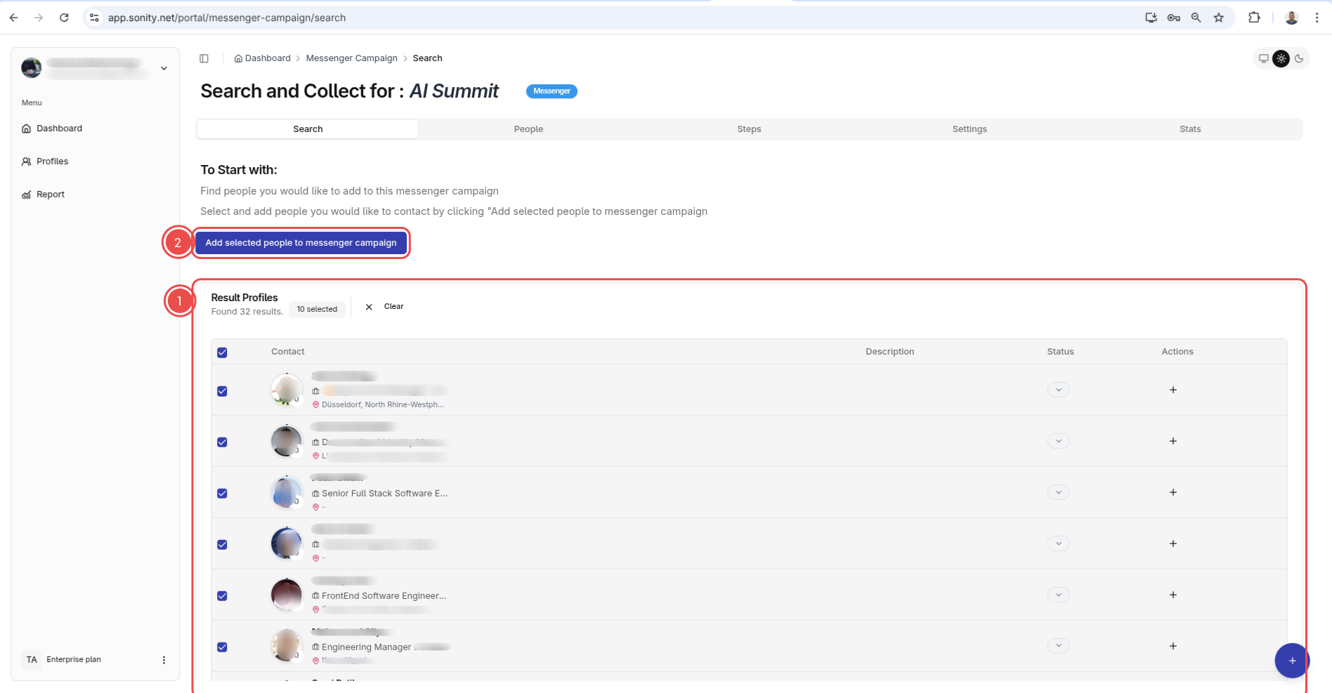 Add messenger contacts