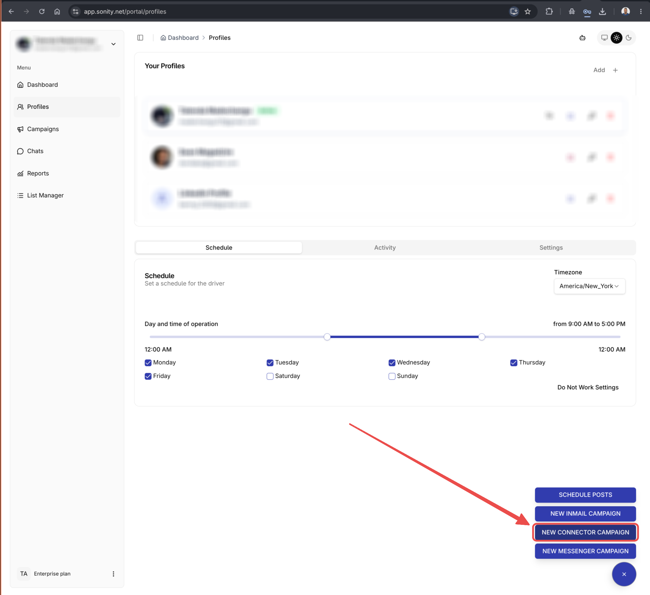 Click New Connector Campaign