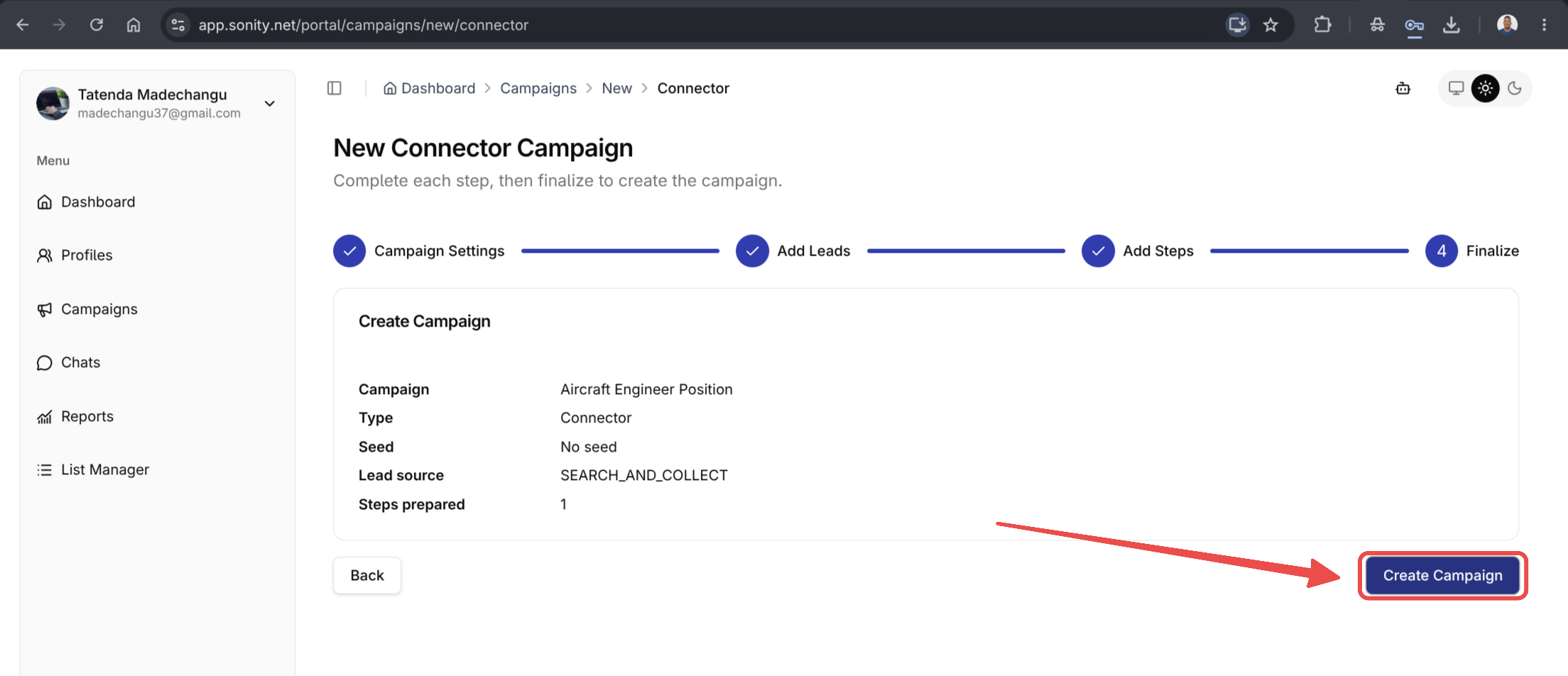 Create campaign