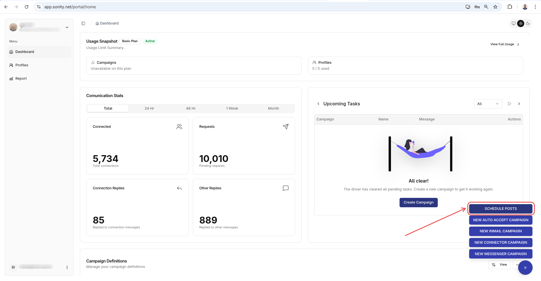 Create a schedule posts campaign